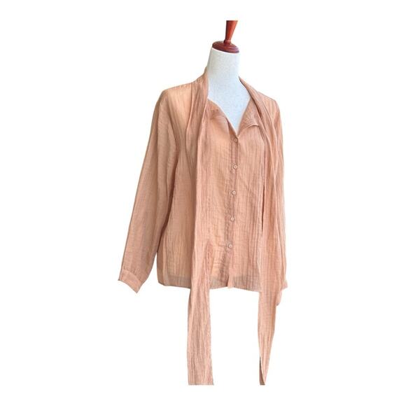 Zara Crinkle Blouse Sheer Romantic Spring Coastal Chic - Picture 10 of 15